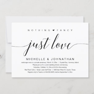 Invitation Rien De fantaisie, Juste Amour, Mariage Elopement 