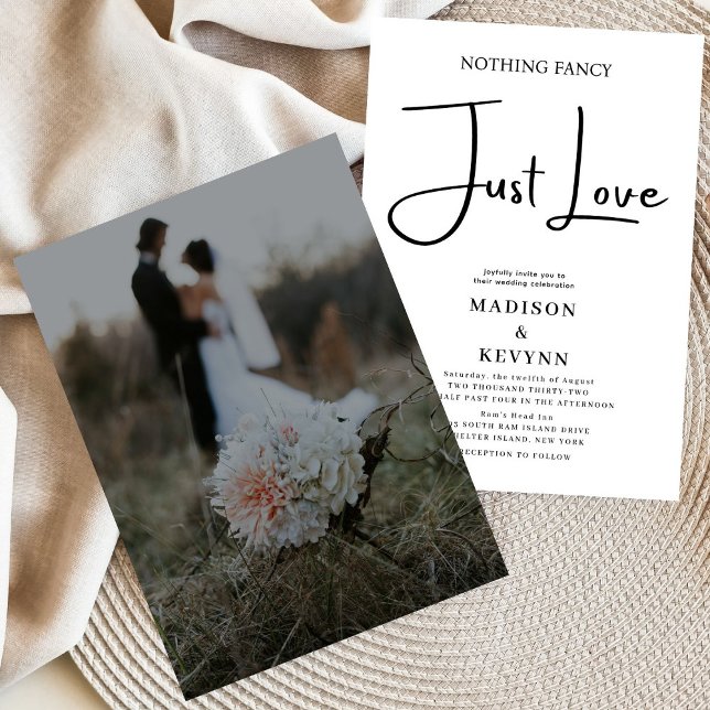 Invitation Rien de fantaisie Juste Amour Mariage photo (Créateur téléchargé)
