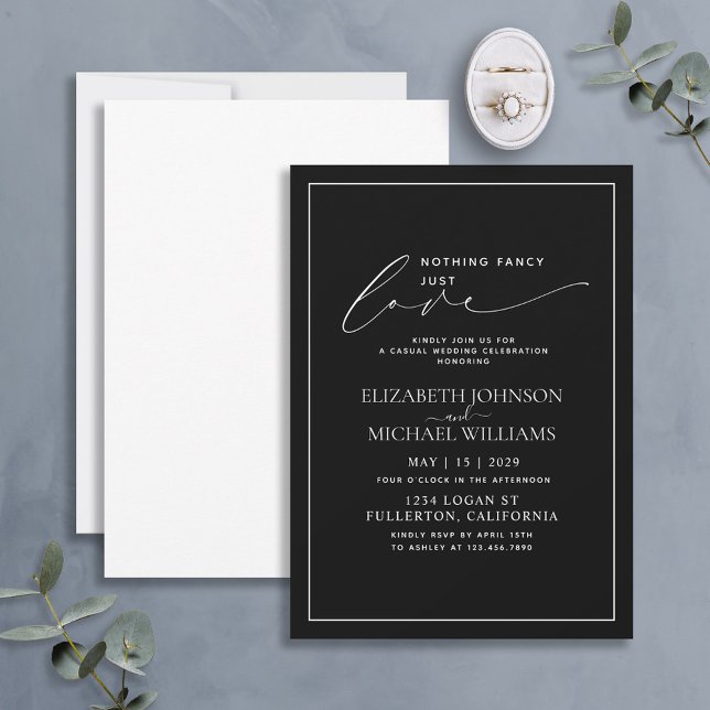 Invitation Rien de fantaisie juste amour noir blanc mariage d (Créateur téléchargé)