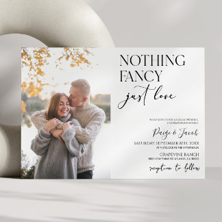 Invitation Rien de fantaisie Juste Amour Photo Mariage Décont