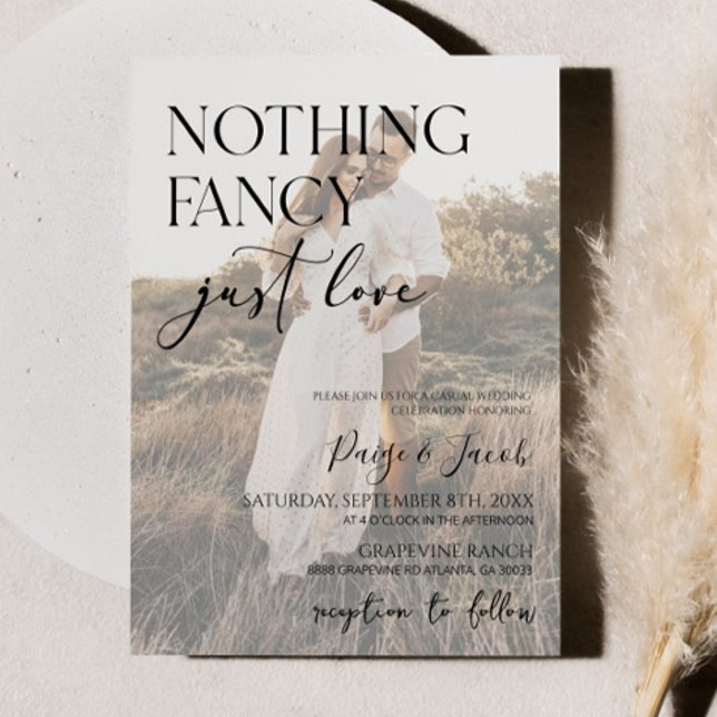 Invitation Rien de fantaisie Juste Amour Photo Mariage Décont (Créateur téléchargé)