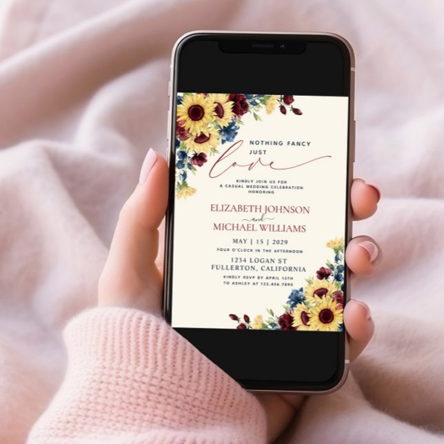 Invitation Rien de fantaisie Juste Amour Tournesol Bleu Bourg (Créateur téléchargé)