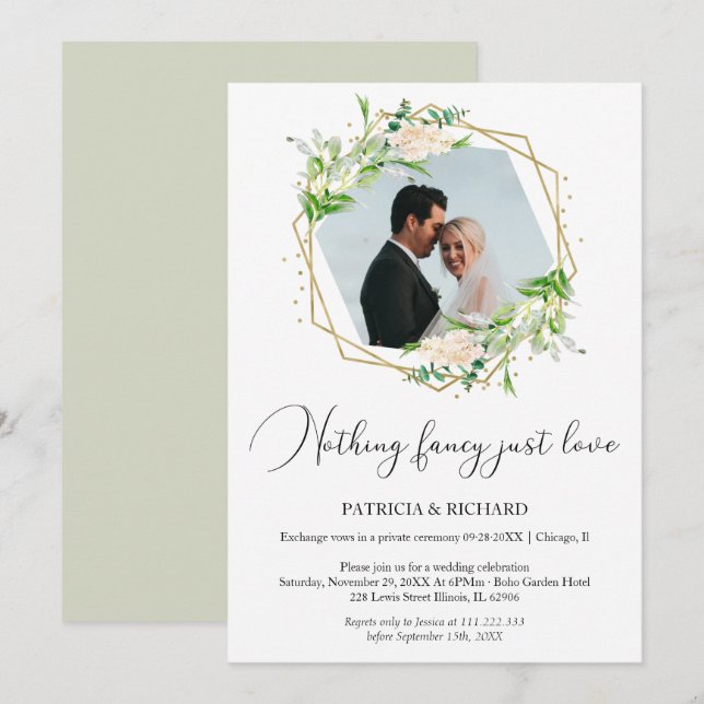 Invitation Rien de fantaisie, juste l'amour Mariage célébré e (Devant / Derrière)