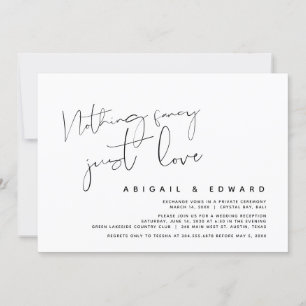 Invitation Rien De fantaisiste, Juste Amour, Elopement Mariag