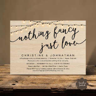 Invitation Rien De fantaisiste, Juste Amour, Mariage Elopemen