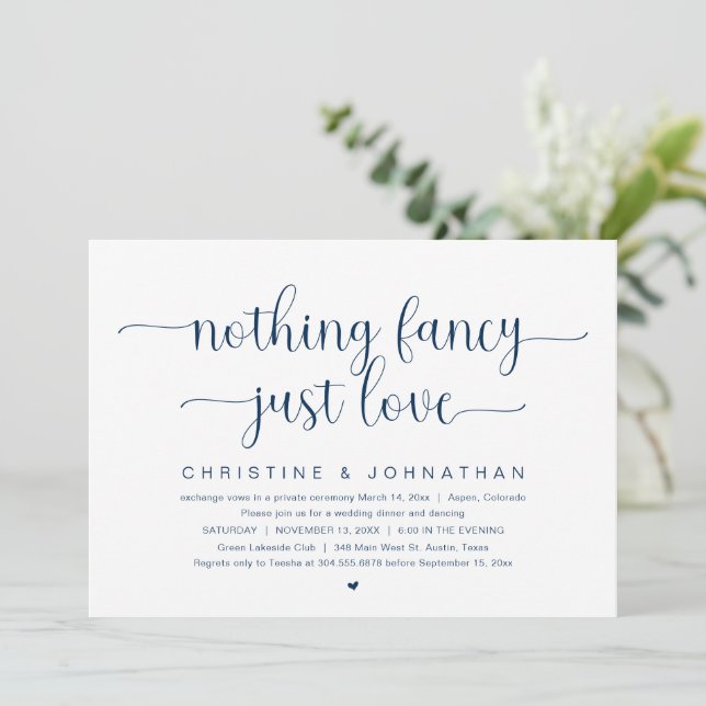 Invitation Rien de fantaisiste juste amour, mariage intime (Debout devant)