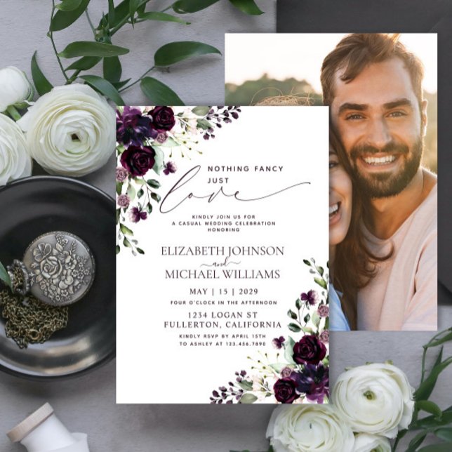 Invitation Rien de fantaisiste, juste amour prune violet déco (Créateur téléchargé)