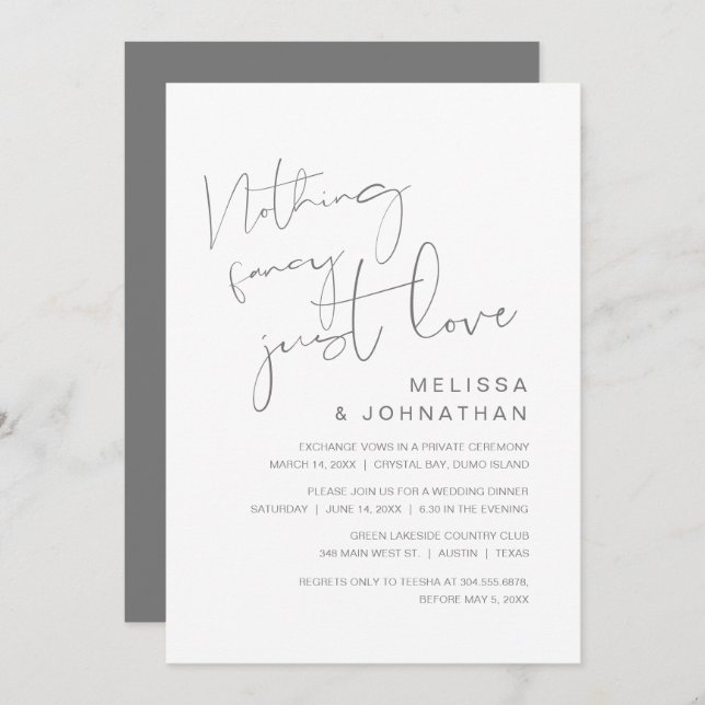 Invitation Rien de fantaisiste, juste de l'amour, Mariage int (Devant / Derrière)