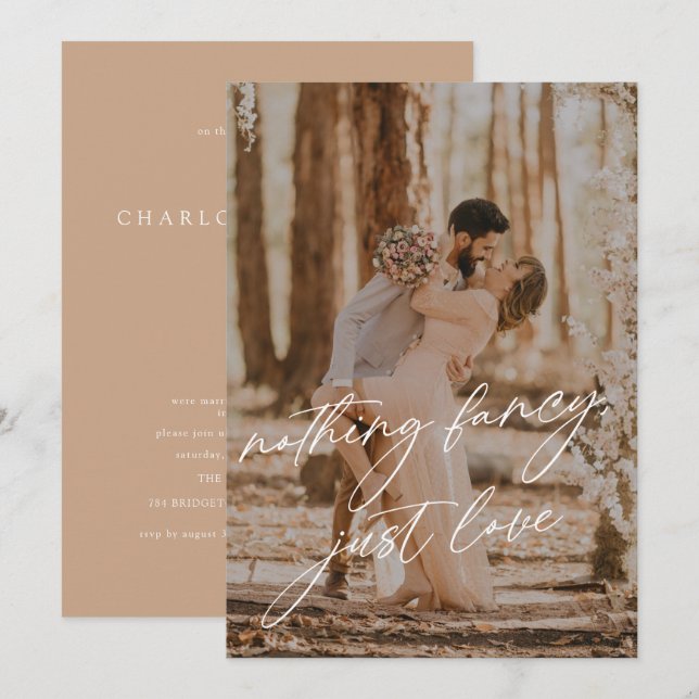 Invitation Rien de Fantastique Juste Amour Photo Mariage en E (Devant / Derrière)