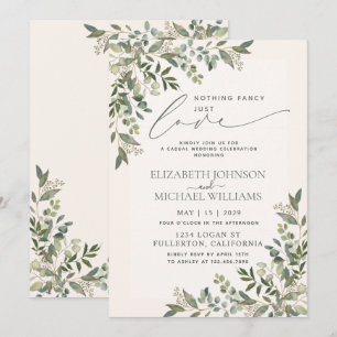 Invitation Rien de Fantastique Juste de l'Amour Eucalyptus Ma
