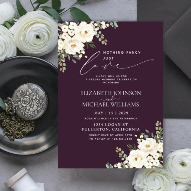 Invitation Rien de Fantastique Juste l'Amour Mariage Fleur Pr (Créateur téléchargé)