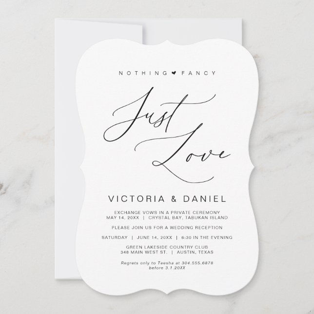 Invitation Rien de Fantastique Juste l'Amour, Noir, Mariage I (Devant)