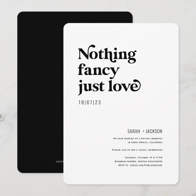 Invitation Rien de plus simple que d'aimer la mariage moderne (Devant / Derrière)
