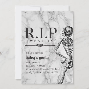 Invitation RIP 20s Années 1920 Funérailles de crâne drôle 30e