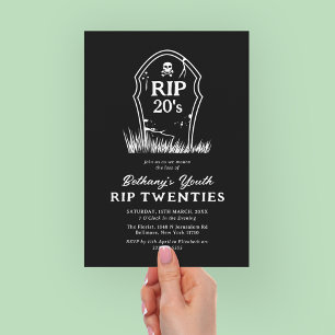 Invitation RIP 20s Black White 30th Birthday Party