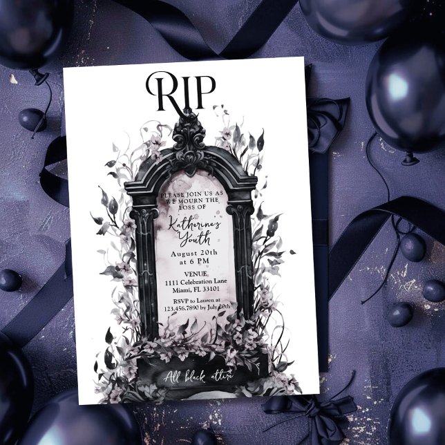 Invitation Rip 20s Mort à ma jeunesse 30e fête d'anniversaire (Rip 20s Death to my Youth 30th Pink Birthday Party Invitation)