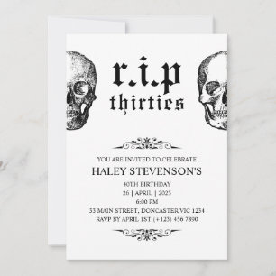 Invitation RIP 30 ans Vingt ans drôle Funéraire Crâne 40e Ann