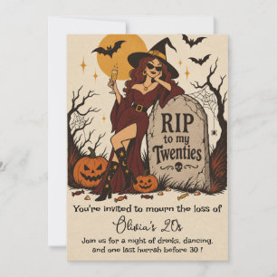 Invitation RIP à mes vingt ans Rétro Halloween 30e anniversai