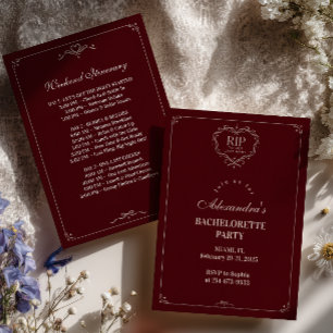 Invitation RIP à son nom de famille Cœur Bourgogne