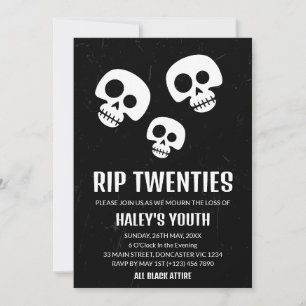 Invitation RIP Années 20 Crâne Drôle Funérailles 30e Annivers
