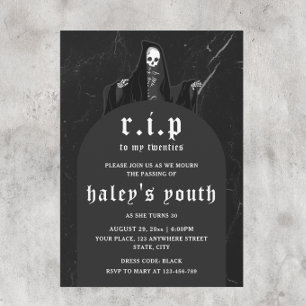 Invitation RIP Années 20 Funny Death Funeral 30th Birthday