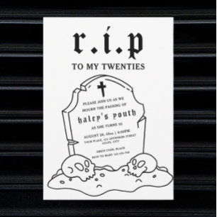 Invitation RIP Années 20 Funny Death Funeral 30th Birthday