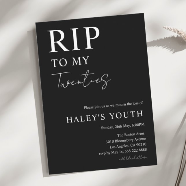 Invitation RIP Années 20 Moderne Simple 30e Anniversaire (Créateur téléchargé)