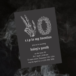 Invitation RIP Années 20 Squelette Funérailles 30e Anniversai