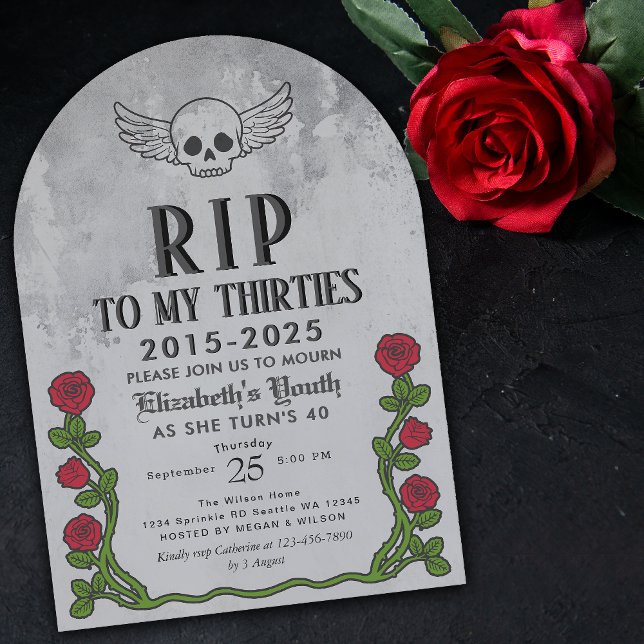 Invitation Rip my 30s Gravestone 40th Gothic Birthday Party (Créateur téléchargé)
