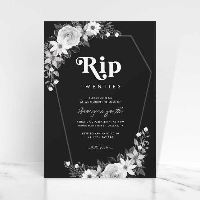 Invitation Rip To My Twenties Funny Black 30th Birthday Party (Créateur téléchargé)