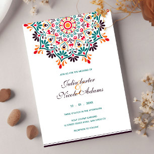 Invitation Rising Boho Fusion indienne Floral Mandala Mariage