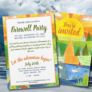 Invitation River Adventure Farewell Party Illustrated Nature