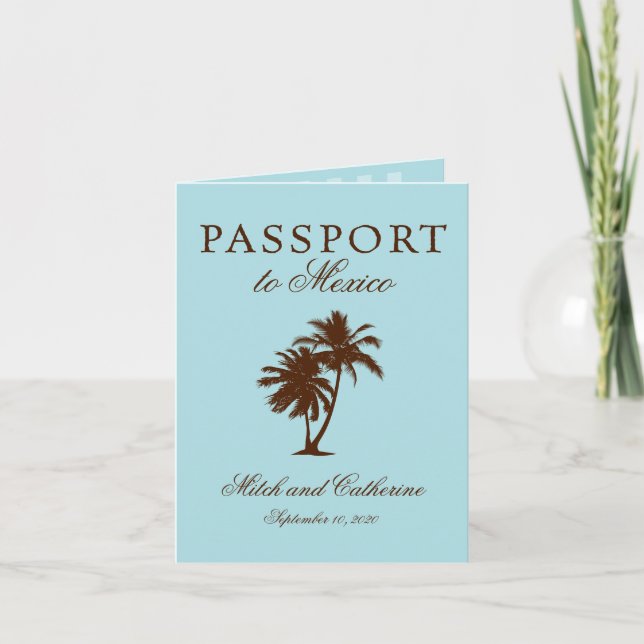 Invitation Riviera Maya Mexique Passeport | Mariage (Devant)