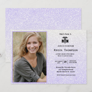 Invitation RN Graduation Party Photo Parties scintillant viol