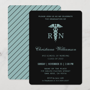 Invitation RN Infirmière inscrite Caduceus Graduation minimal