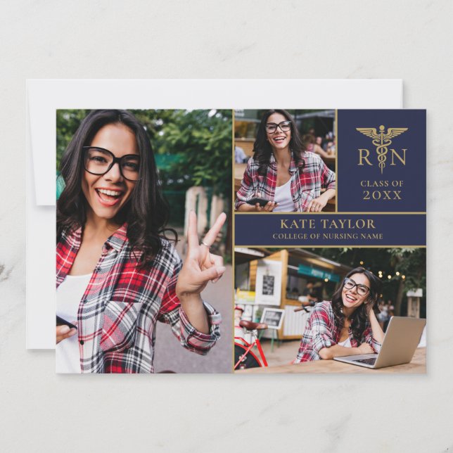 Invitation RN Nursing 3 Photo Collage Graduation Party Invita (Devant)