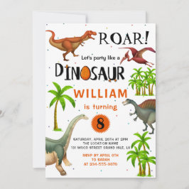 Invitation Roar Boys Dinosaur Anniversaire Jungle