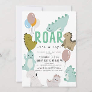 Invitation Roar C'est un Baby shower garçon Dinosaur