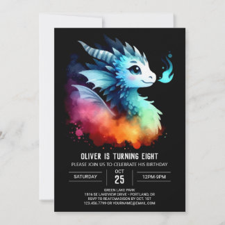 Invitation Roaring Dragon Birthday Personnalisable