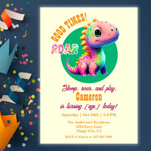 Invitation Roaring Good Times Dinosaur Tout âge Anniversaire 