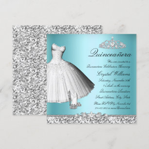 Invitation Robe à paillettes Blue Sparkle et talons Quinceane