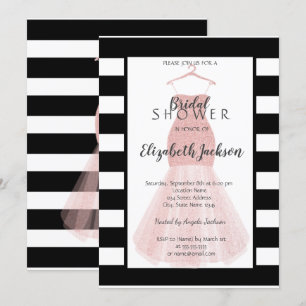 Invitation Robe à paillettes noir blanc rayures enterrement d