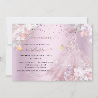Invitation Robe à paillettes Rose Poussiéreuse Quinceanera Po