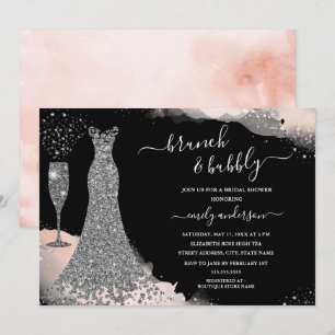Invitation Robe à paillettes rose saumon pour brunch et champ