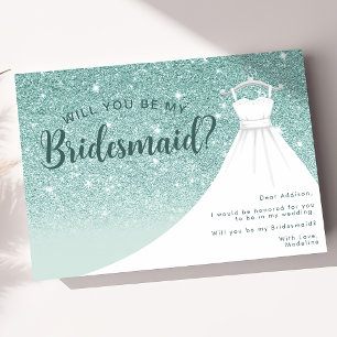 Invitation Robe à paillettes sarcelle Veux-tu être ma demoise