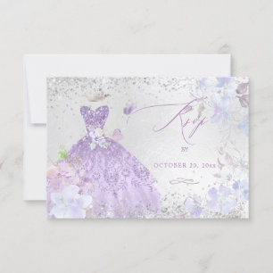 Invitation Robe à paillettes violet poussiéreux pour RSVP de