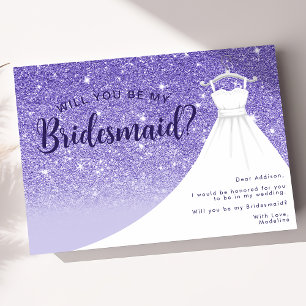 Invitation Robe à paillettes violettes Veux-tu être ma demois