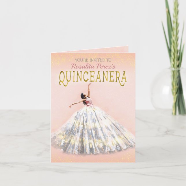 Invitation Robe Aquarelle Couleur Aquarelle Couleur Pink Gold (Devant)