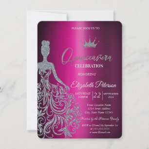 Invitation Robe argentée pailletée métallisé violet