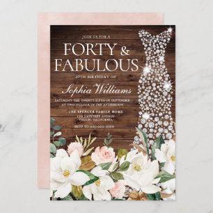 Invitation Robe blanche Blush blanc rustique 40e anniversaire